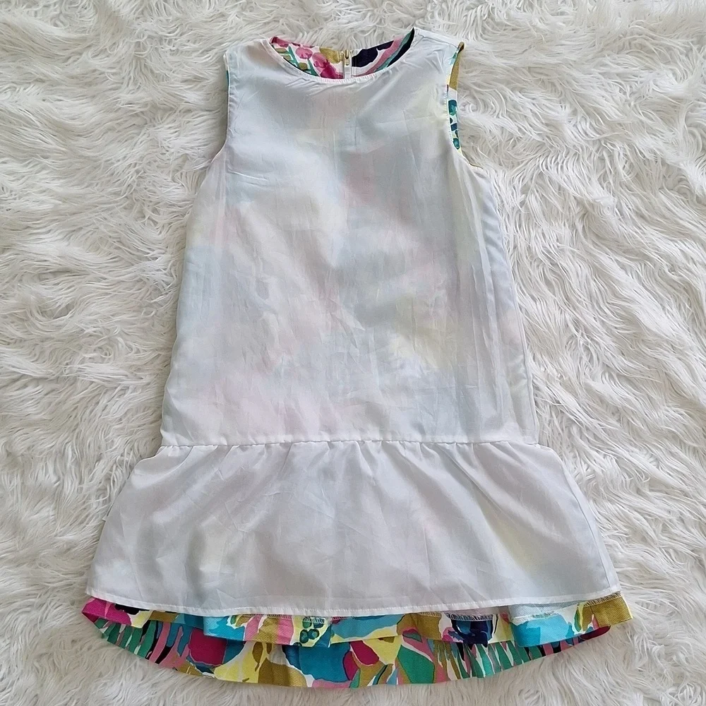Crewcuts Drop Waist Ruffle Hem Dress in Seaside Floral